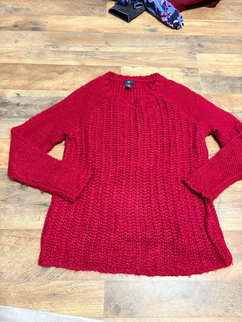 Gap Red Chunky Knit Sweater Size M Textured Open Knit Long Sleeve Cozy